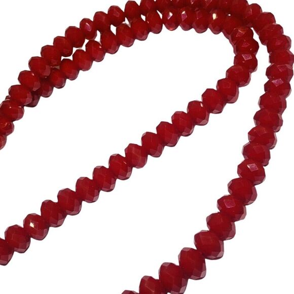 VTG Bold Icy Red Beaded Long Necklace 24-30” Adjustable Formal Lovecore Trendy - Picture 4 of 11